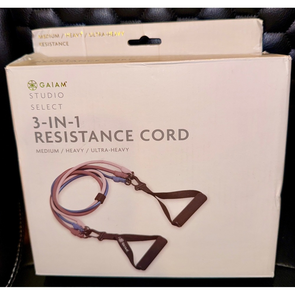 Gaiam 3-in-1 Resistance Cord Unisex Studio Select Med Heavy Ultra Heavy